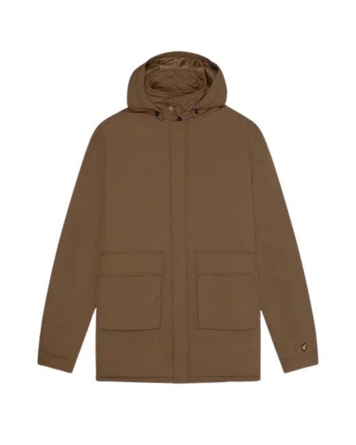 Lyle & Scott Brown Wadded Parka Nylon for men