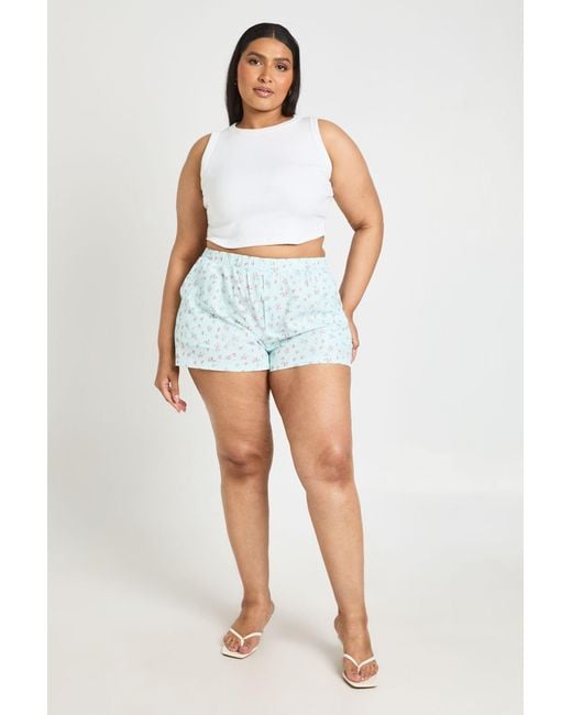 Boohoo Blue Plus Ditsy Flippy Shorts