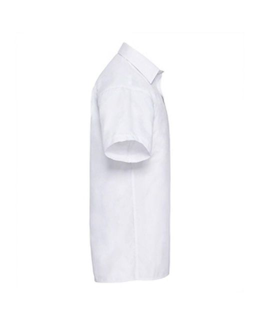 Russell White Collection Ladies/ Short Sleeve Poly-Cotton Easy Care Poplin Shirt