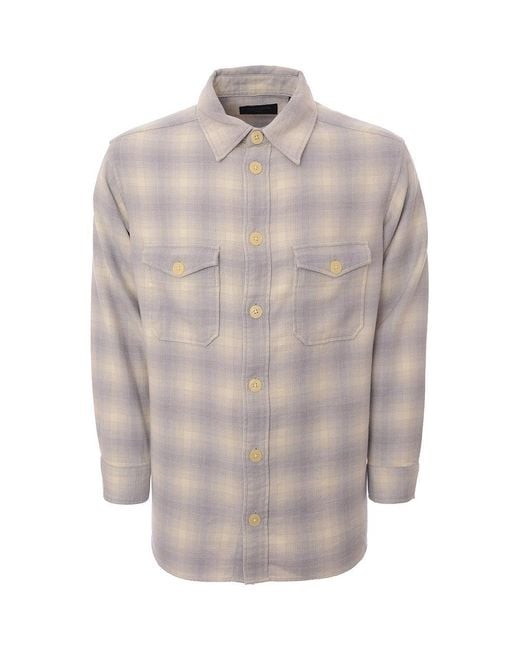 AllSaints Gray Allsaints Lilac Shasta Checked Shirt for men