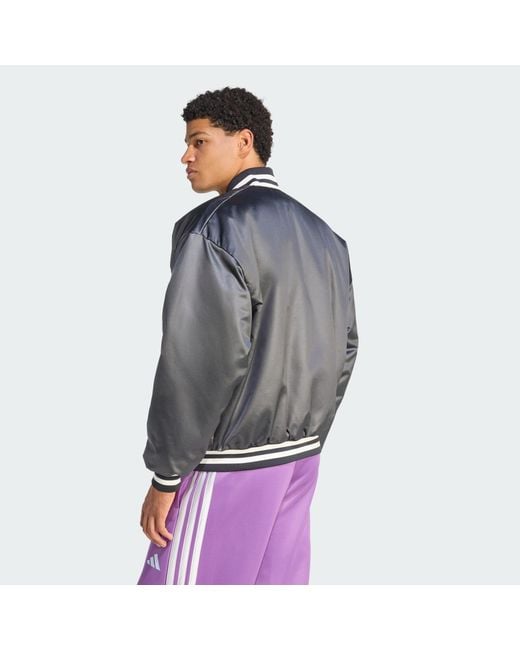 Adidas Originals Gray Stadium Insulated Bomber Jacket for men