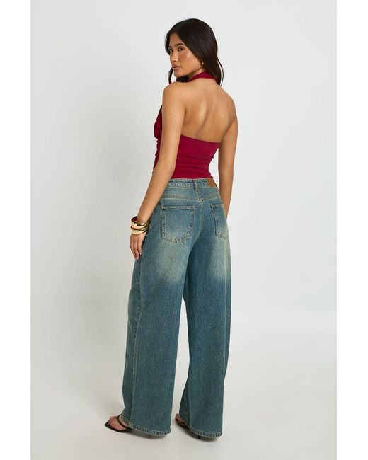 Boohoo Textured Deep Plunge Halter Neck Top