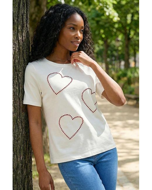 Roman White Embellished Heart T-Shirt