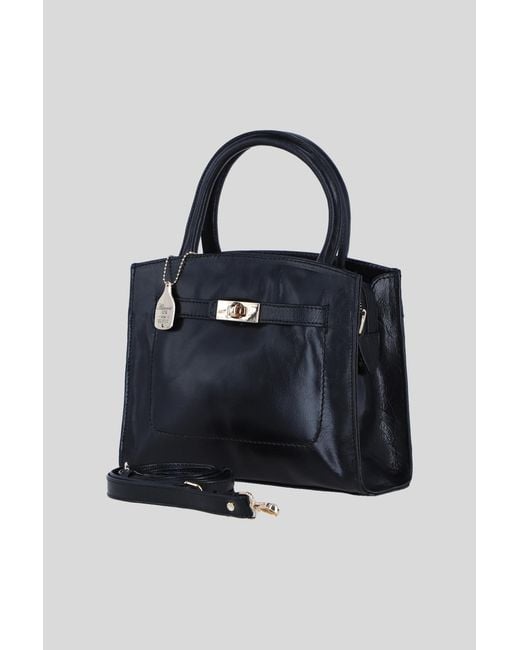 Ashwood Leather Black Genuine Structured Handbag With Detachable Crossbody Strap