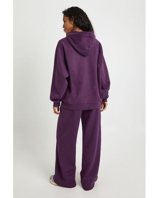 Boohoo Purple Oversized Hoodie And Pintuck Straight Leg Jogger Tracksuit