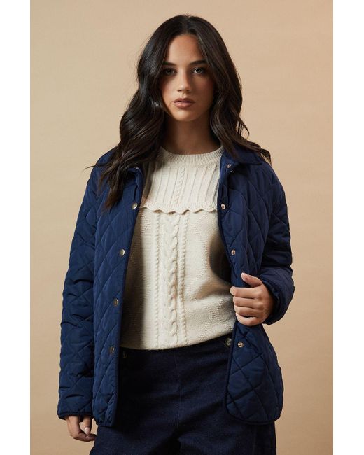 Oasis Blue Padded Cord Collar Jacket