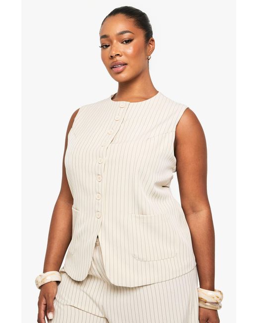 Boohoo White Plus Tailored Button Down Waistcoat