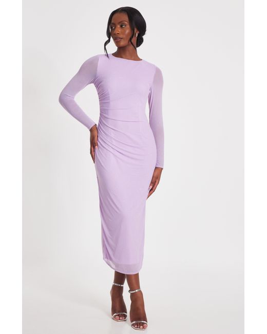 Quiz Purple Mesh Diamante Midaxi Dress
