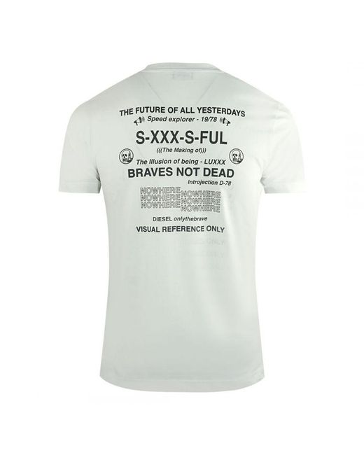 DIESEL White The Future Of All Yesterdays Logo T-Shirt for men