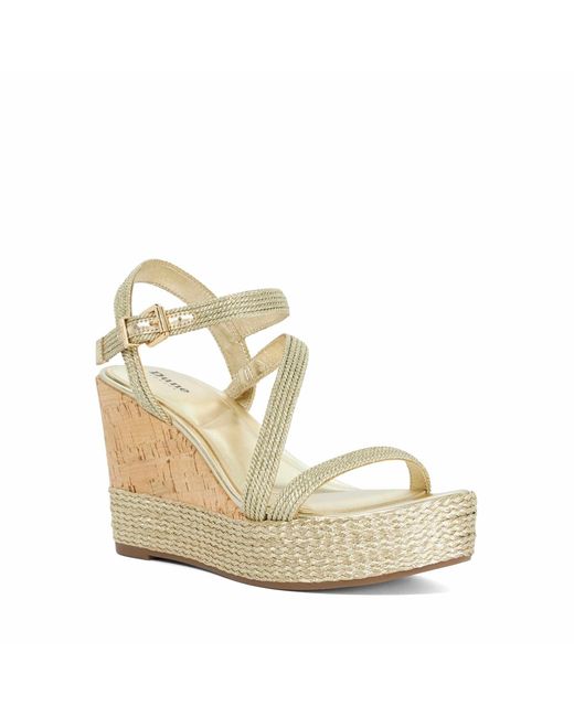 Dune Metallic Koda Cork Wedge Sandals