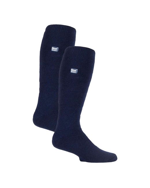 Heat Holders Blue 2 Pairs 1.6 Tog Lite Long Knee High Socks for men