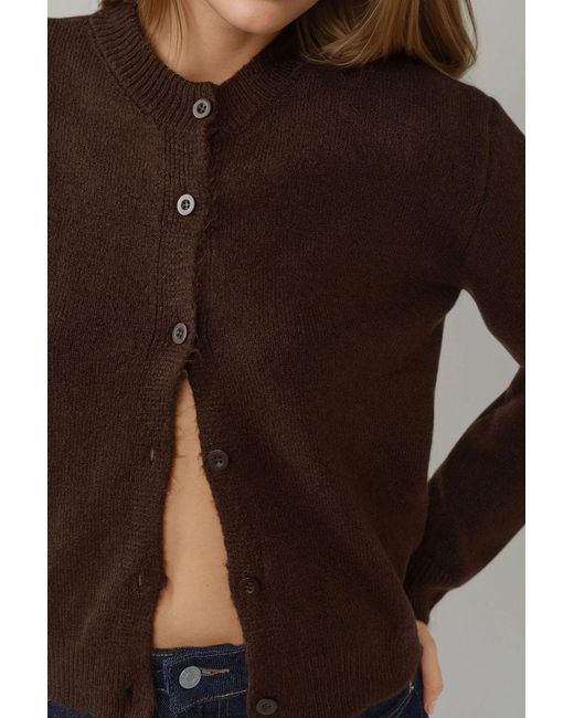 Hiccup Brown Crew Neck Knitwear Soft Touch Cardigan