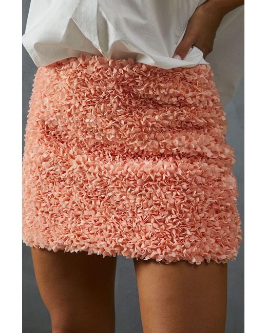 MissPap Orange Floral Applique Low Waist Mini Skirt