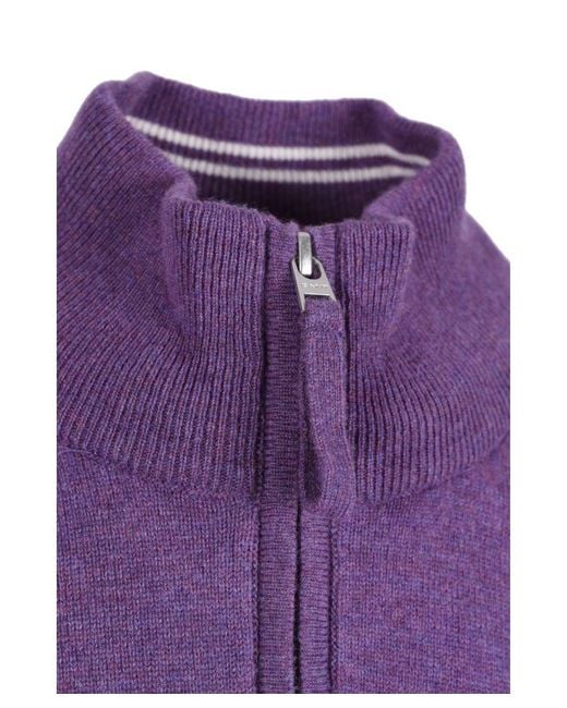 Gant Purple Superfine Lambswool Half Zip Lilac for men