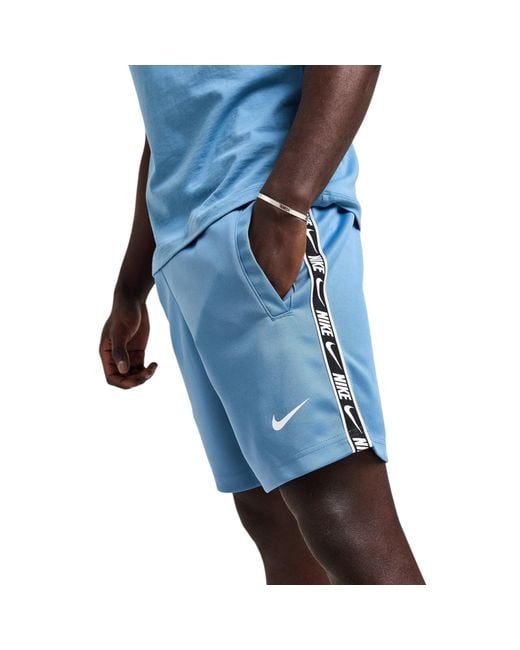 Nike Blue Shorts Repeat Fleece Cotton Holiday Half Pants Sportswear for men
