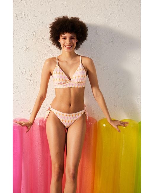 Penti Orange Geometric Tie-Side Brazilian Bikini Bottoms