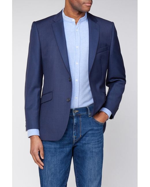 Scott Blue Contemporary Fit Suit Jacket for men