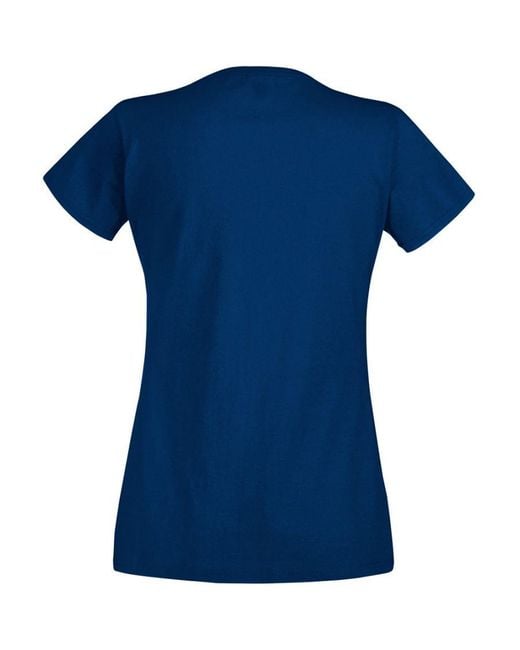 Fruit Of The Loom Blue Ladies/ Lady-Fit Valueweight Short Sleeve T-Shirt (Pack Of 5) Cotton