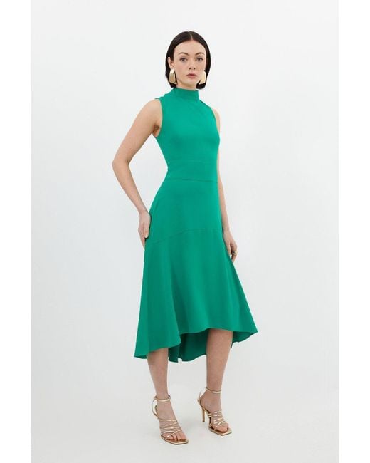 Karen Millen Green Soft Tailored High Low Midi Dress