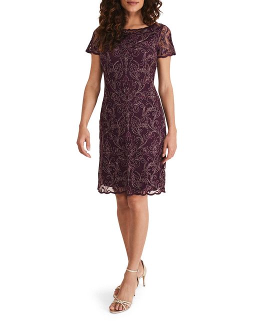 Phase Eight Purple Heather Embroidered Dress