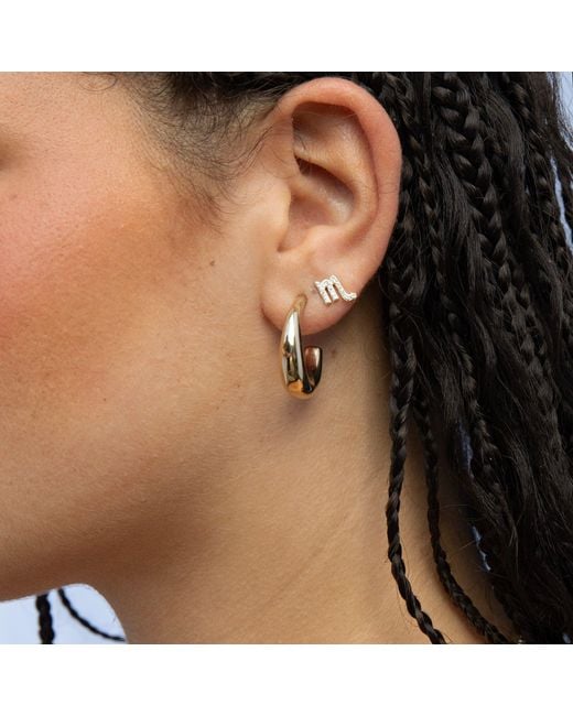 SEOL + GOLD Metallic 18Ct Plated Puffy Half Hoop Studs Sterling