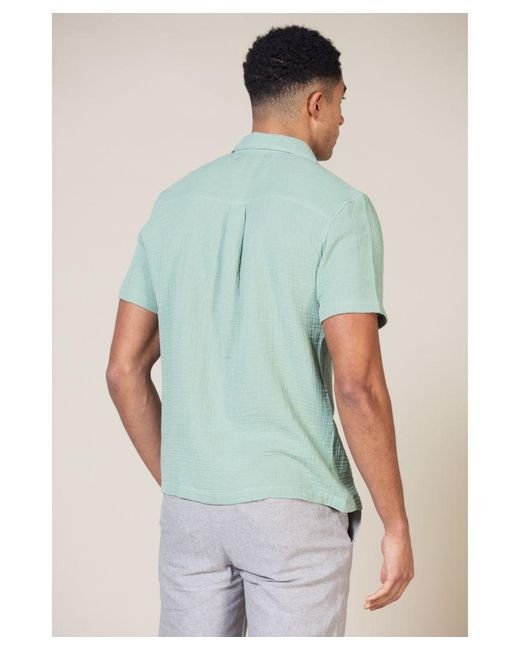 Nordam Green 'Adio' Cotton Short Sleeve Button-Up Printed Shirt for men