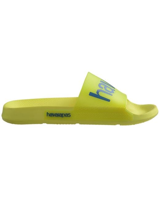 Havaianas Green Logo Print Open Toe Slip On Slides