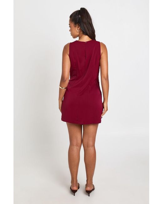 Boohoo Red Cowl Neck Drape Side Woven Mini Dress