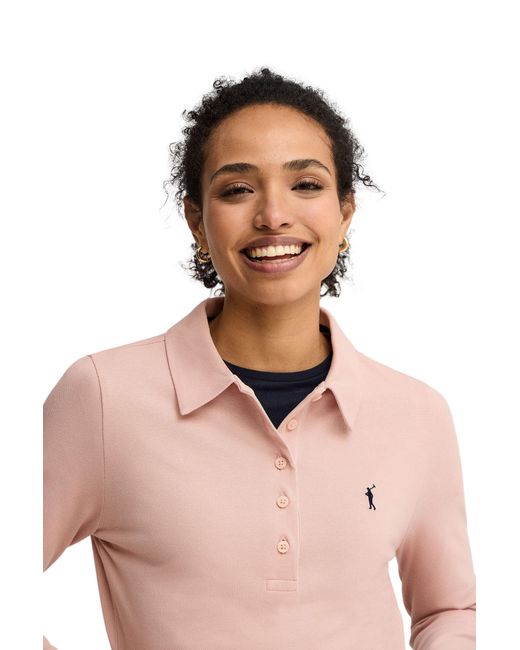 POLO CLUB Pink Shirt Long Sleeve Slim Fit Polo-Shirt-L-S4