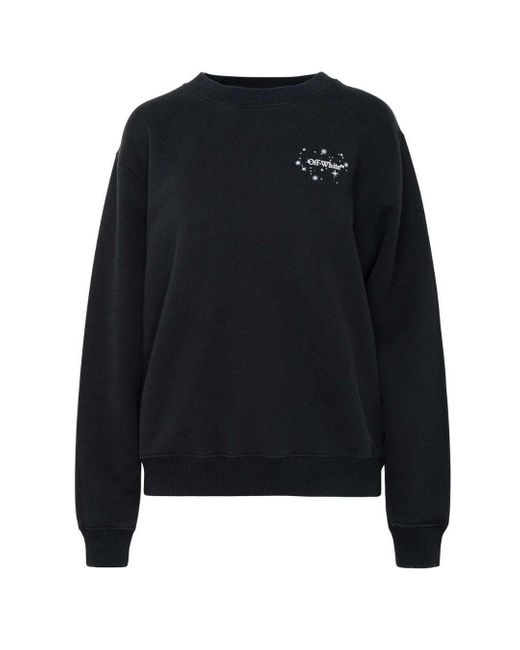 Off-White c/o Virgil Abloh Black Bling Stars Arrow Reg Crewneck Cotton