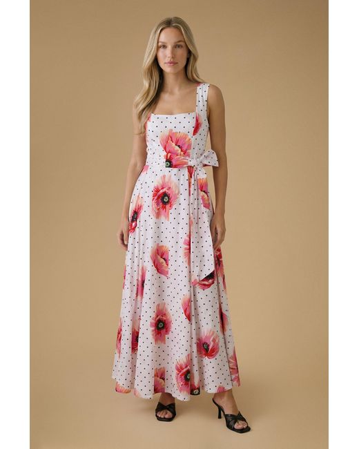 Oasis White Square Neck Cotton Occasion Maxi Dress