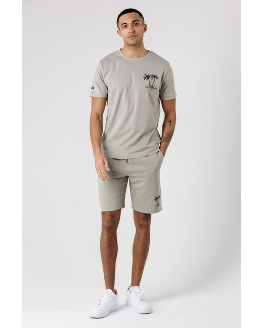 Tokyo Laundry Natural Light Palm Print T-Shirt And Shorts Lounge Set for men