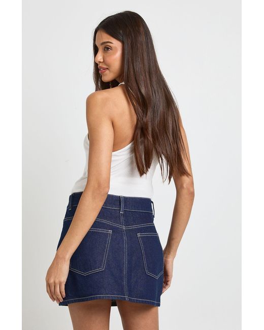 Boohoo Blue Denim Mini Skort