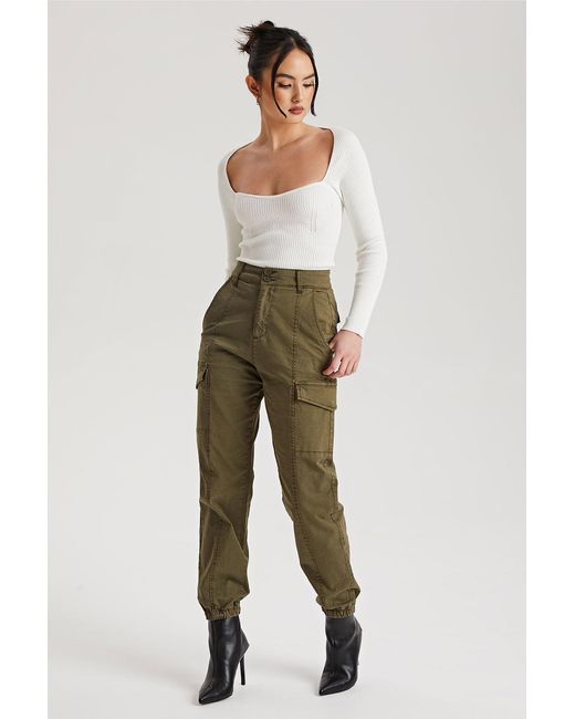 Urban Bliss Green Cuffed Cargo Pants Cotton