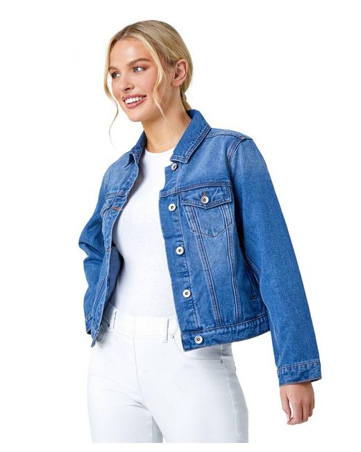 Roman Petite Blue Bleached Denim Jacket