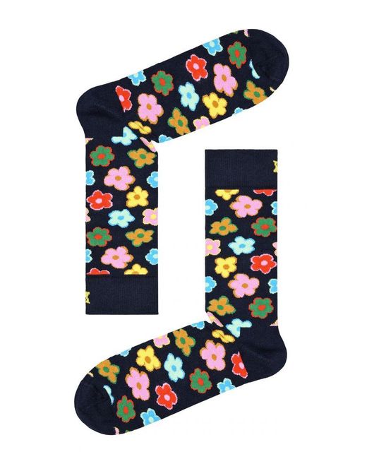 Happy Socks Blue Novelty Flower Design