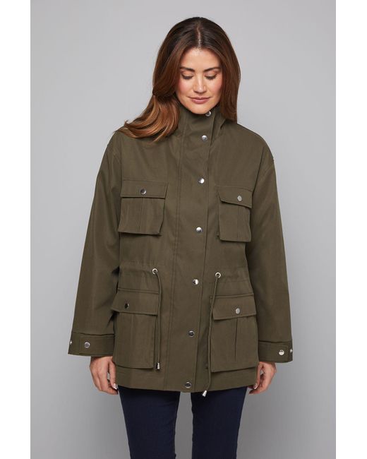 Wallis Brown Utility Pocket Drawstring Coat