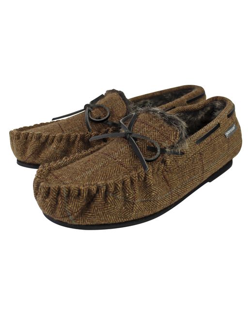 Dunlop Brown Moccasin Slippers With Memory Foam for men