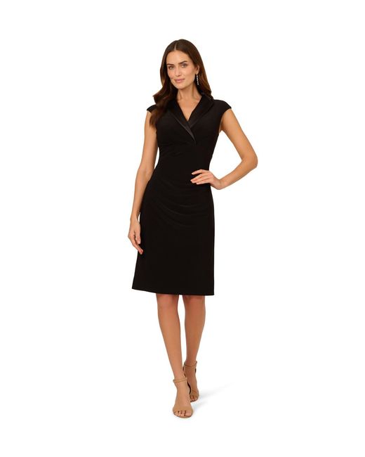 Adrianna Papell Black Jersey Tuxedo Dress