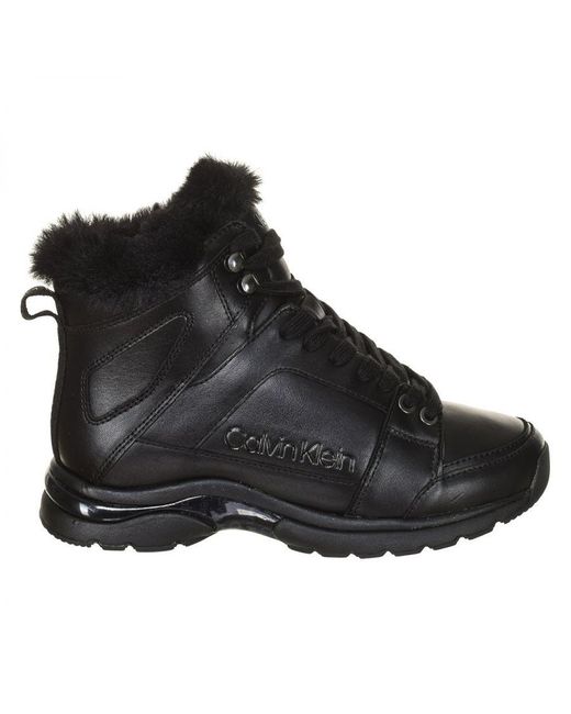 Calvin Klein Black Candal Leather High-top Sneaker B4n12166 Woman