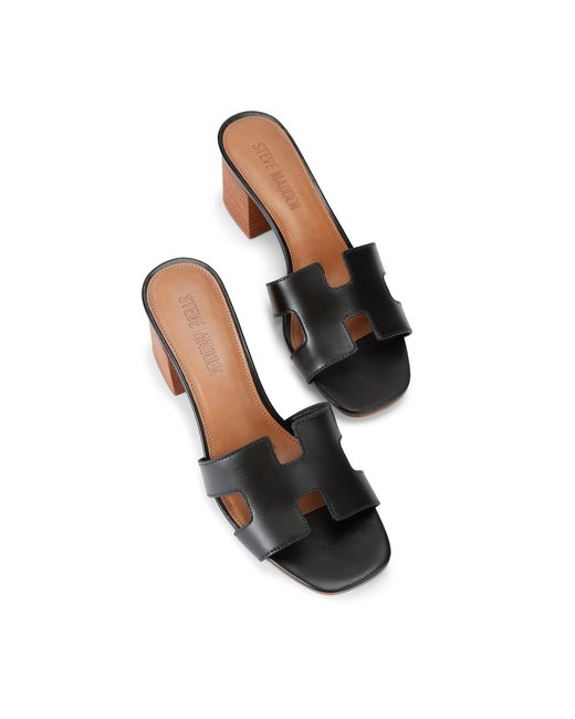Steve Madden Black Leather Hades 017 Sandals