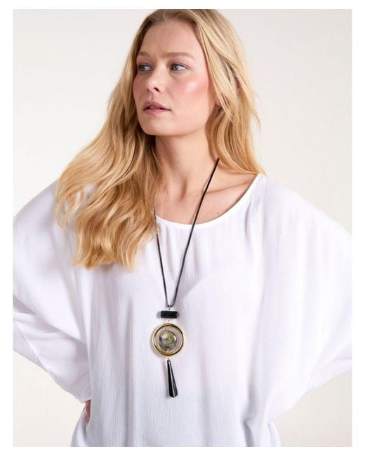 Blue Vanilla White Cheesecloth Necklace Top