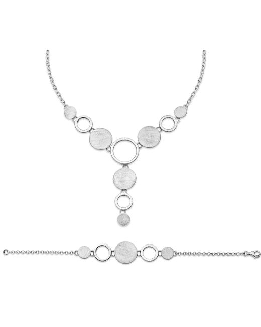 Orphelia White 925 Sterling Set: Chain + Bracelet