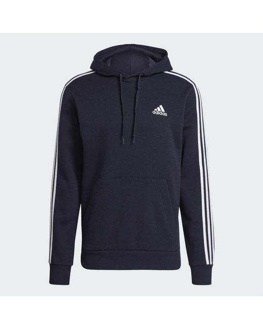 Adidas Blue Essentials Fleece 3-Stripes Hoodie for men
