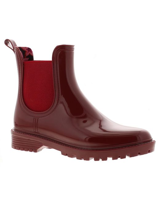 Platino Red Ankle Wellies Splash Slip On Burgundy