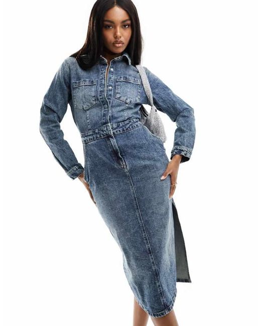 ASOS Blue Denim Midi Dress