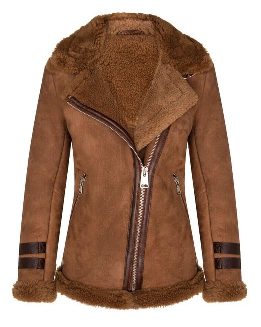 Infinity Leather Brown Sheepskin Biker Jacket-Alamar