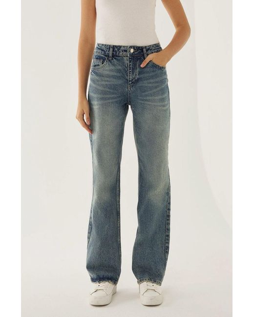 Hiccup Blue Washed Effect Straight Jeans
