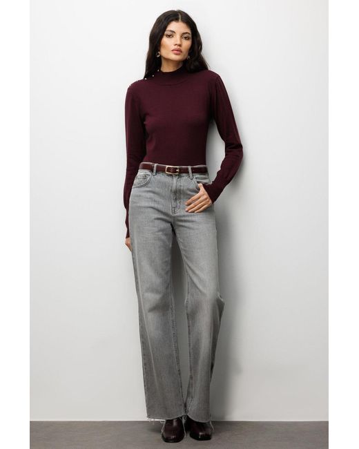 MixRay Red Turtleneck Strickpullover