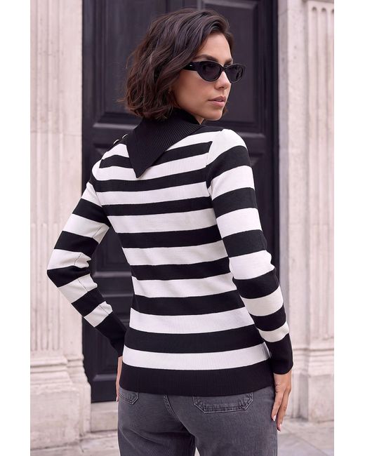 Roman Blue Button Stripe Knit Jumper
